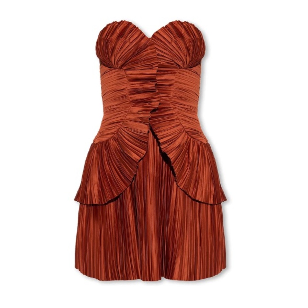Cult Gaia - Charique Strapless Pleated Ruffle Mini Dress